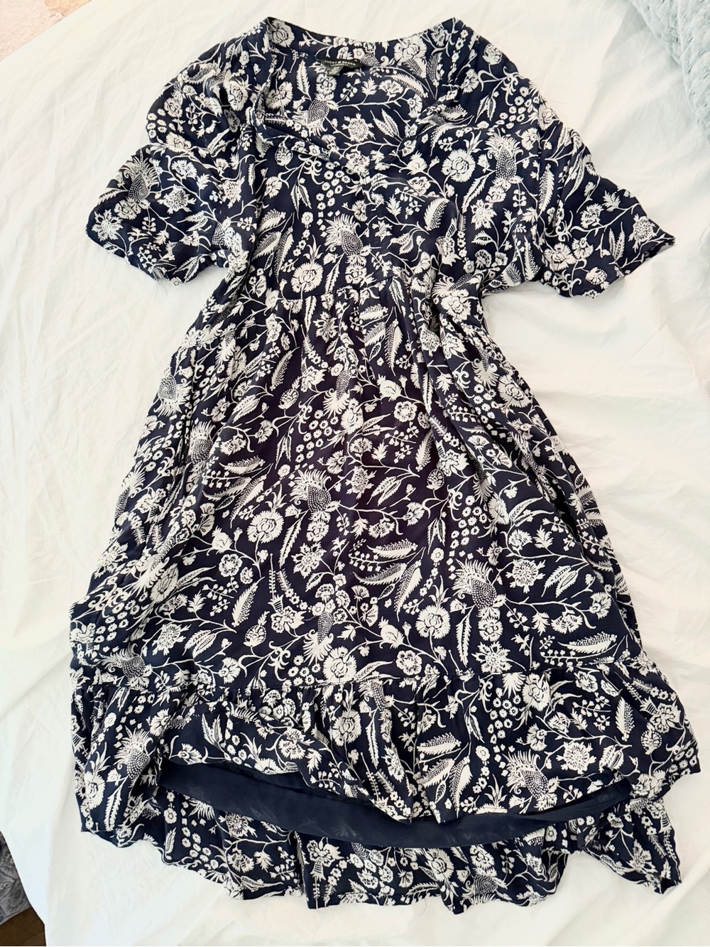Lucky Brand Navy Blue Floral Midi Dress